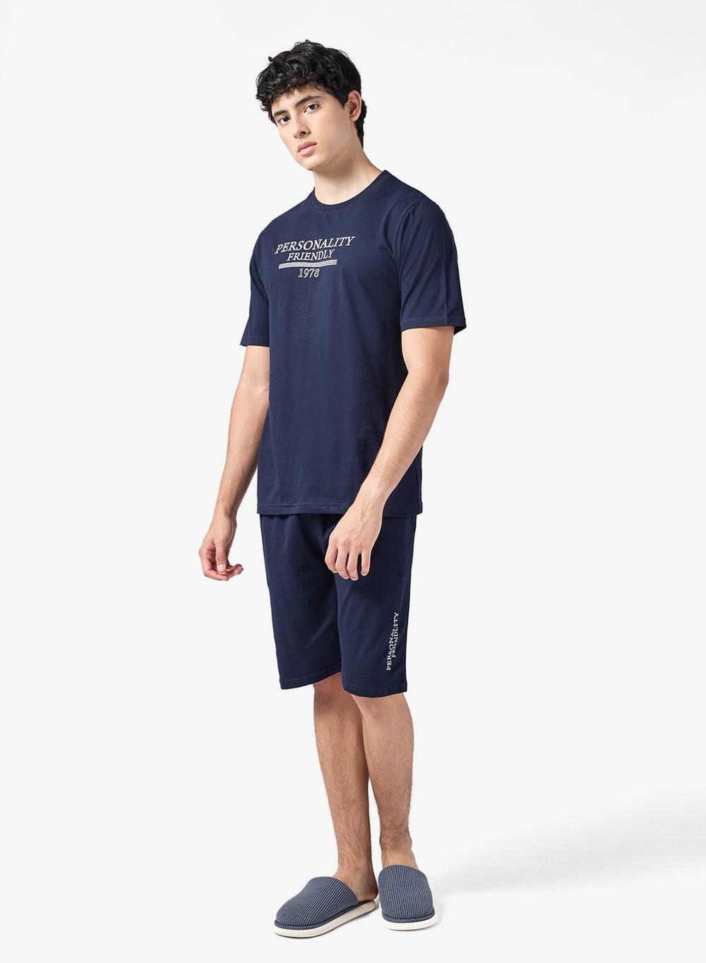 Arcamnw37 Navy Logo Nightwear T-Shirt & Shorts Set - Image 1