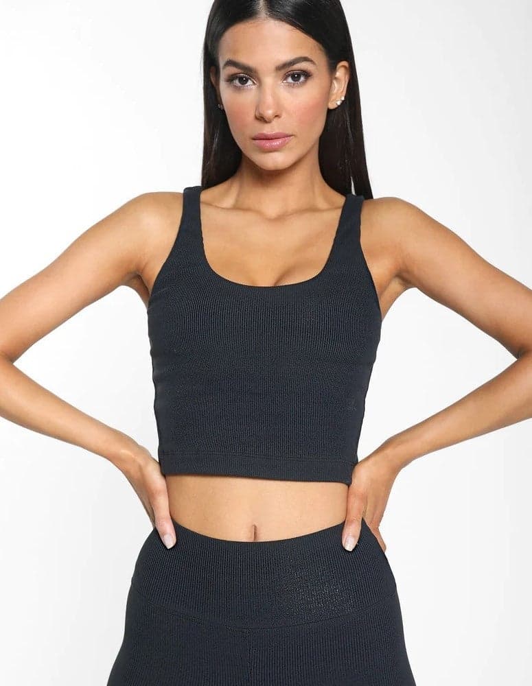 Koral Korra Rib Crop Top A583R22-M Black - Image 1