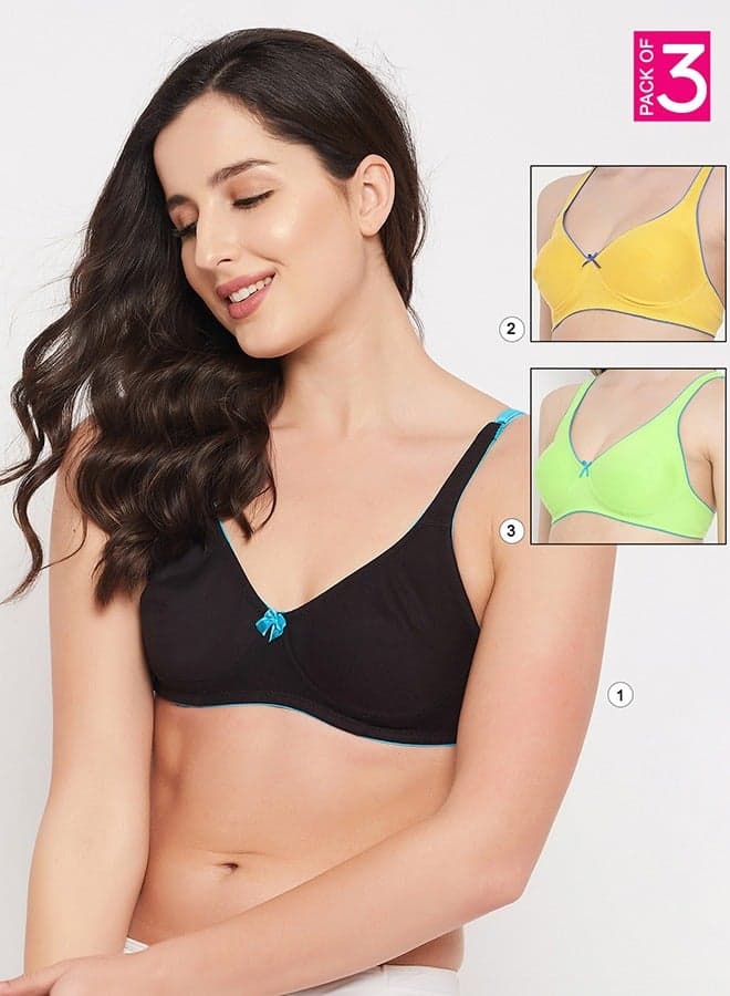 Clovia 3-Pack Cotton Non-Wired Demi Cup Everyday Bras - Image 1
