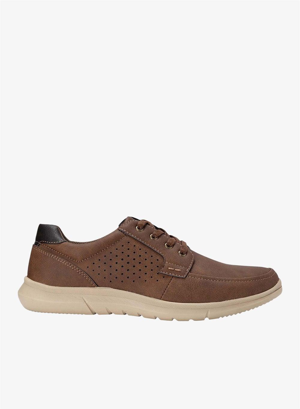 Bata Brown Casual Flat Lace-Up Shoes - Image 1