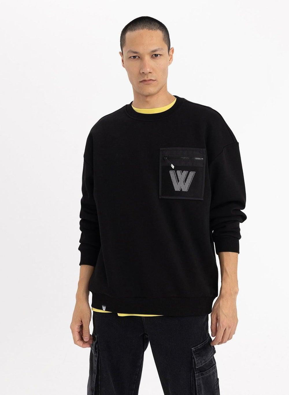 B8125Ax Oversized Black Printed Crew Neck Sweatshirt - Image 1