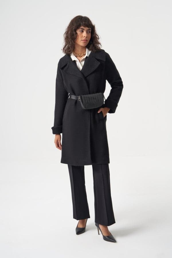 Black Modest Coat with Matching Bag - Image 1