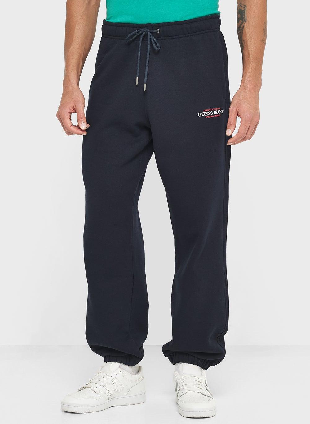 Navy Drawstring Joggers M4Yb18K9V31 Straight Fit - Image 1
