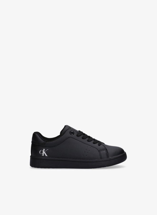 Little Low Top Leather Lace-Up Sneakers Black - Image 1