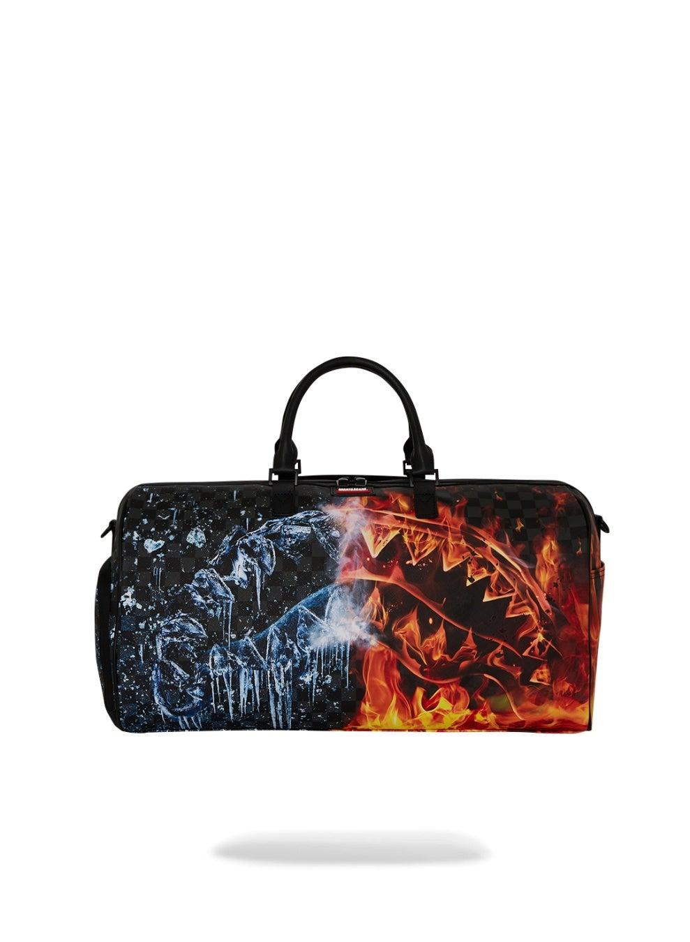 Fire & Ice Shark Large Black Duffle Bag - Image 1