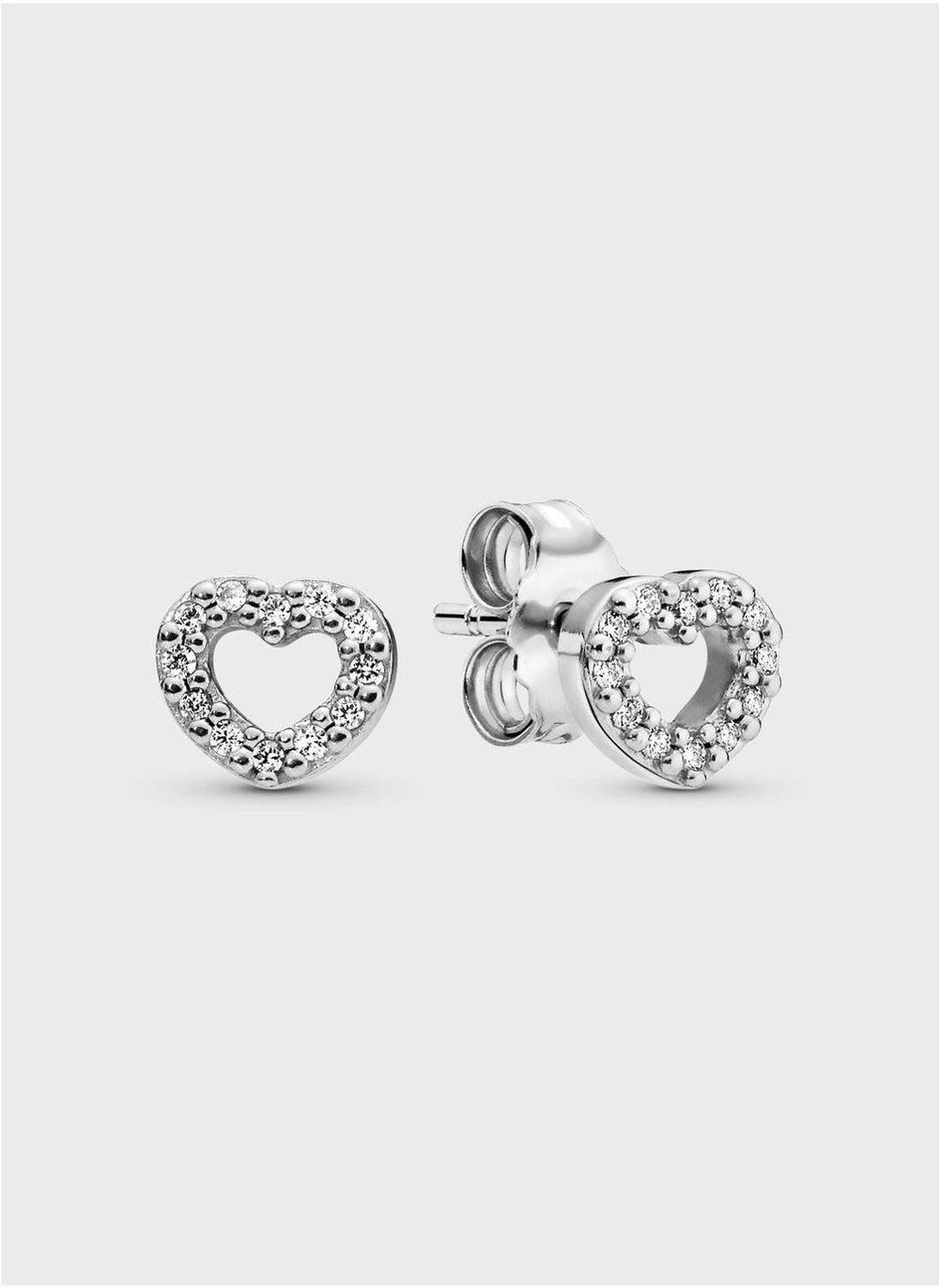 Open Heart CZ Stud Earrings – Pandora Moments - Image 1