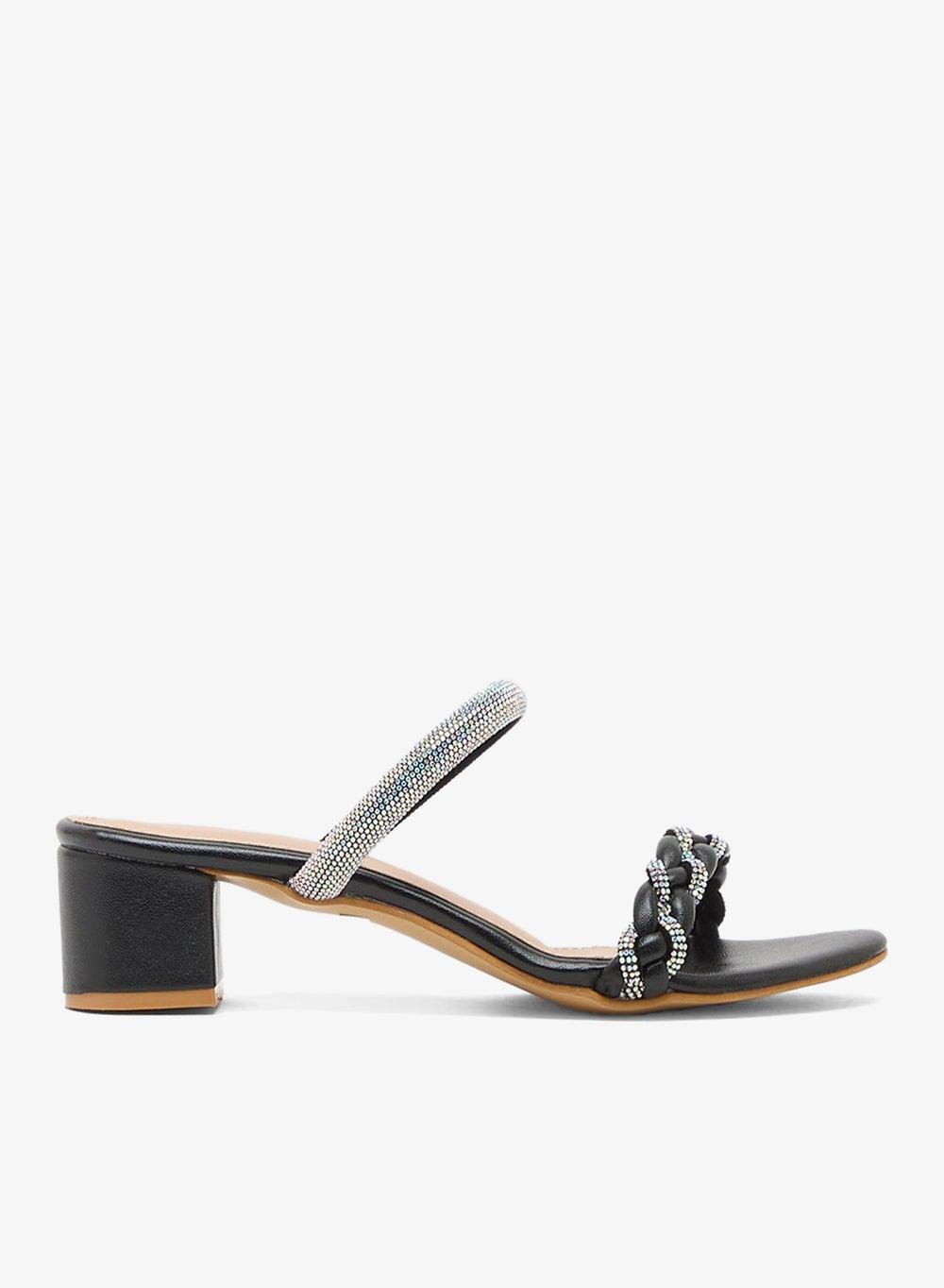 Ps 712 Diamante Black Heeled Sandal - Image 1