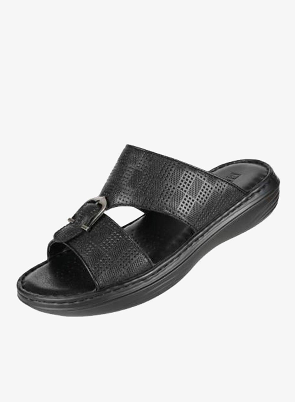 Barjeel Uno 21410-64 Black Arabic Leather Sandals - Image 1