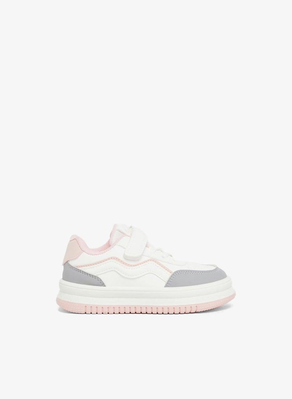 Girls White Contrast Panel Casual Sneakers - Image 1