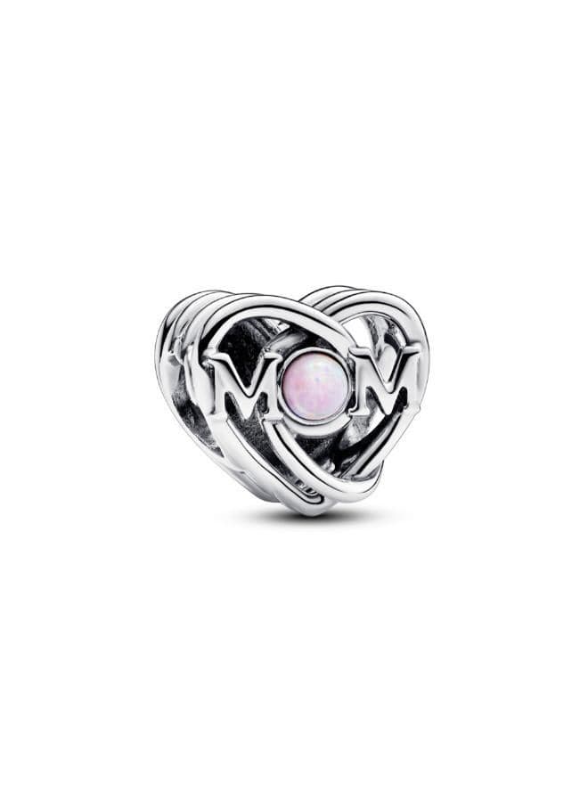 Openwork Mum & Heart Charm in Sterling Silver - Image 1