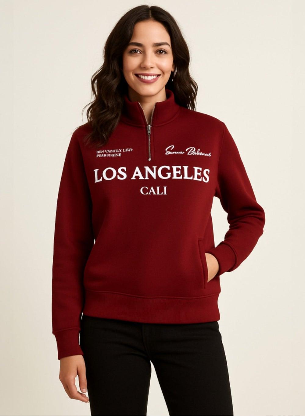 Los Angeles Cali Cotton Fleece Half-Zip Sweatshirt 280 GSM - Image 1