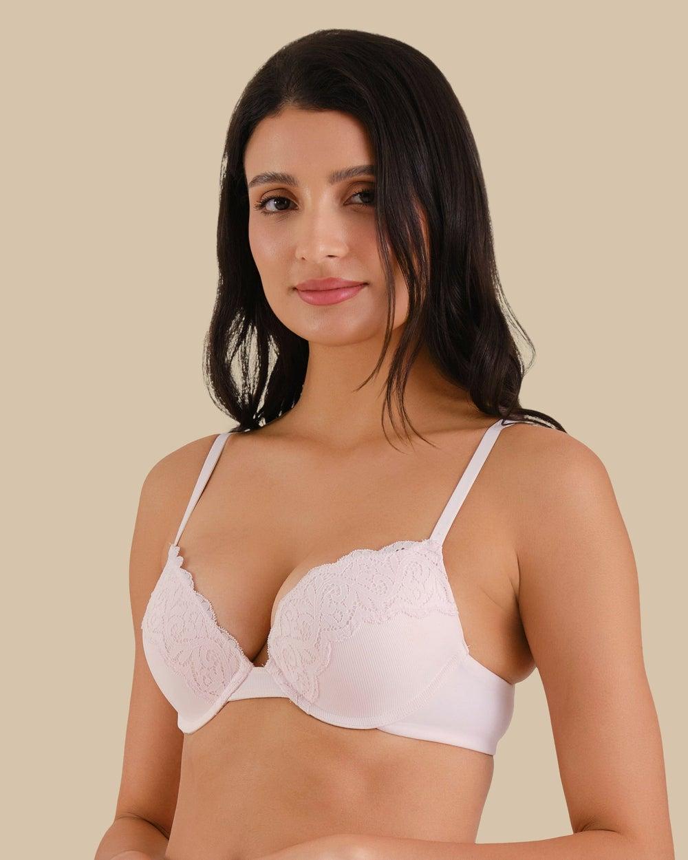 Isla & Evie Ribbed Push-Up Lace Bra - Image 1