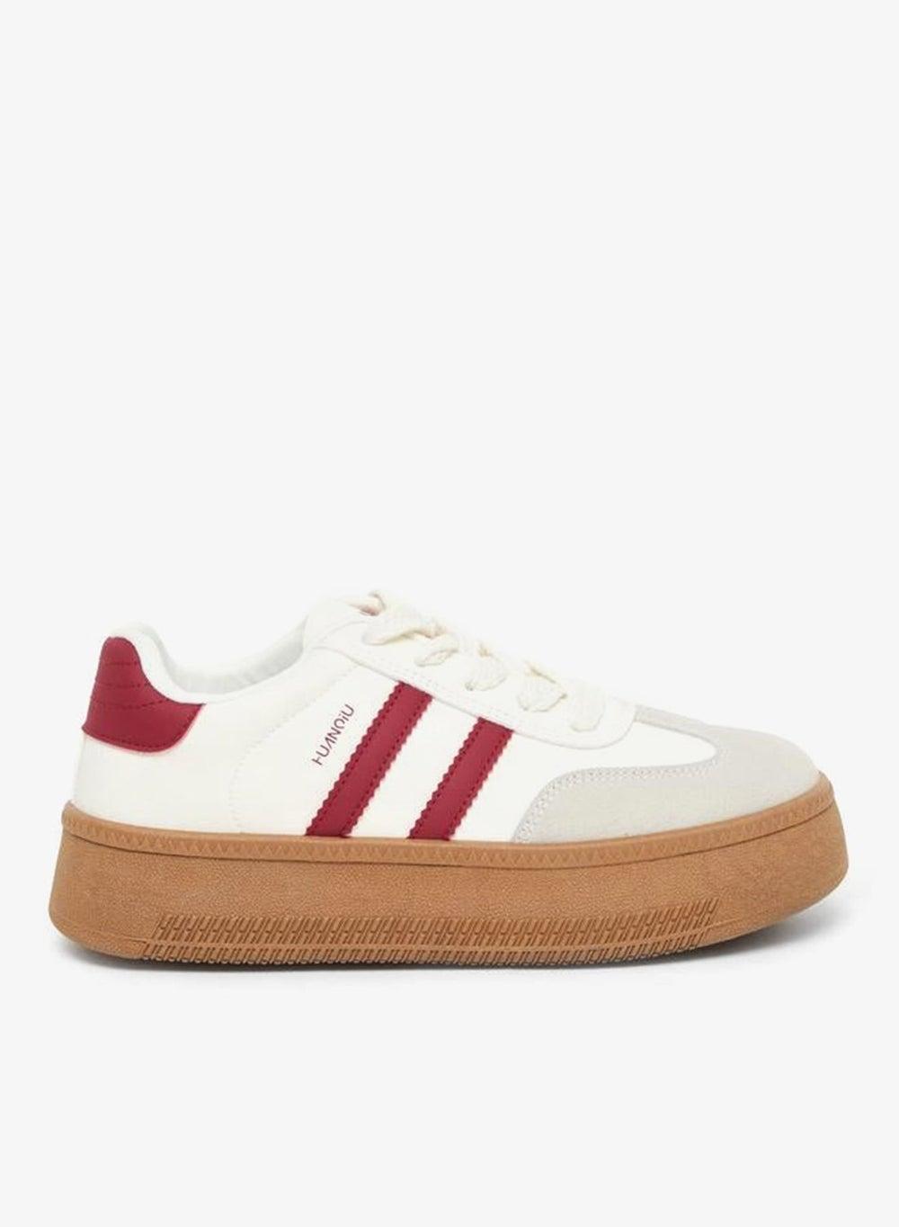 Beige Platform Low-Top Sneakers for Women - Image 1