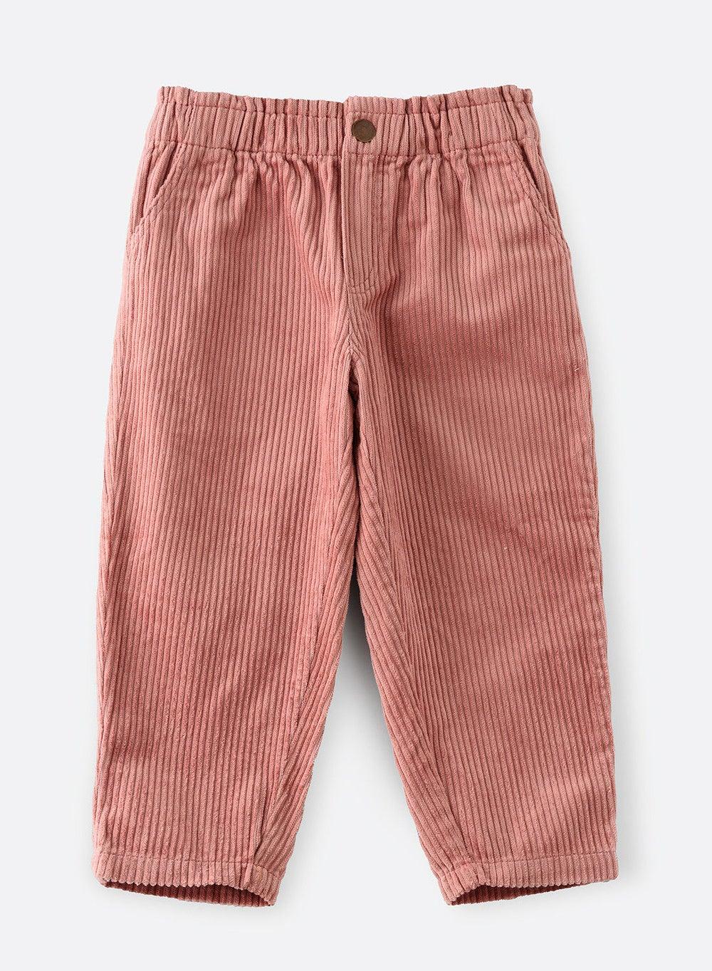 Girls Ribbed Straight Fit Cropped Pants W201 Pink - Image 1