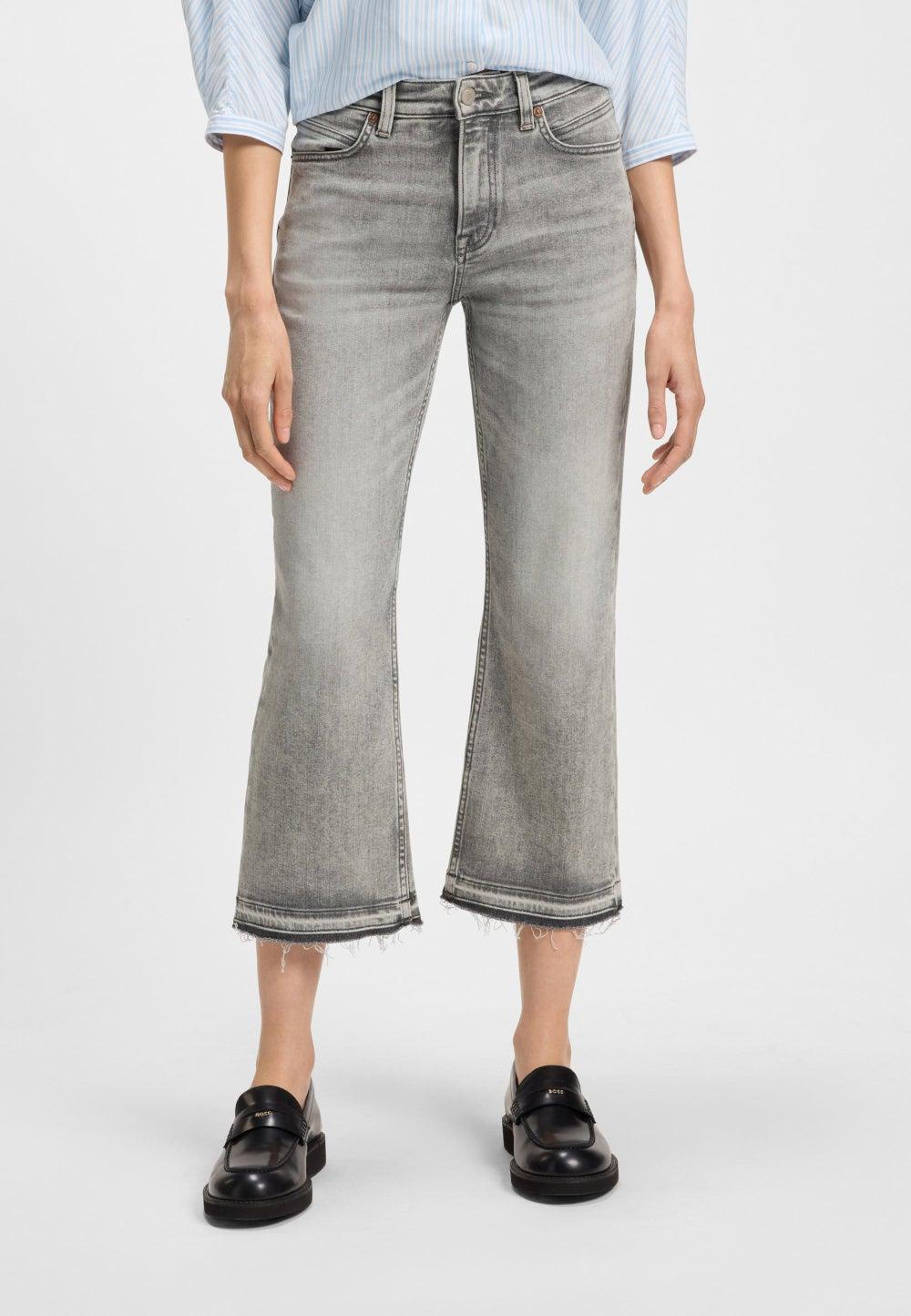 BOSS Grey Slub Kick-Flare Cropped Jeans 50541615021 - Image 1