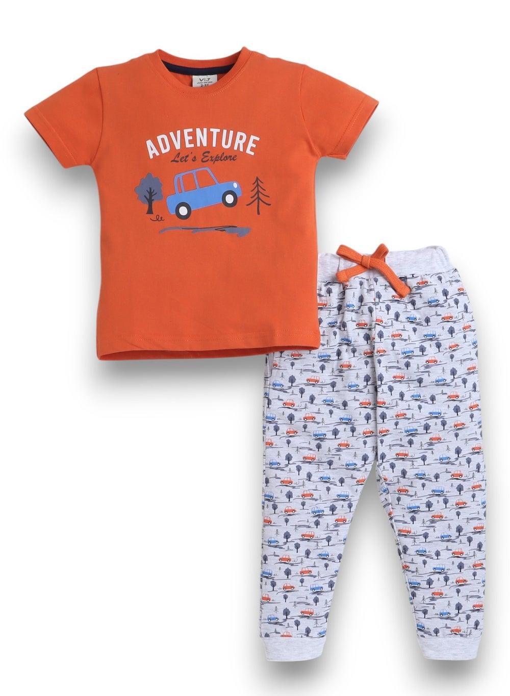 Victor and Jane Boys Printed Cotton Pyjama Set - Image 1