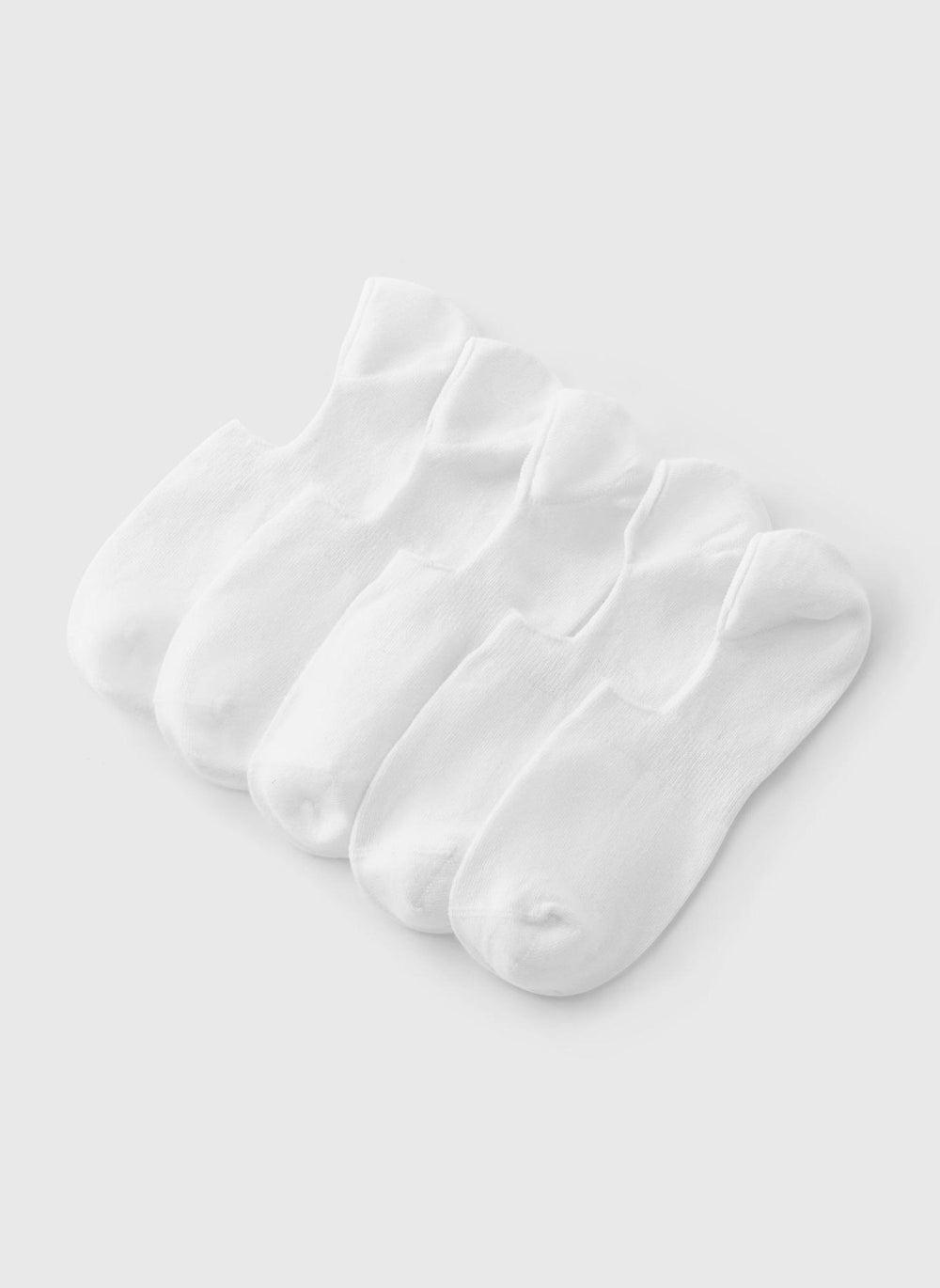 5 Pack White Invisible Socks Men's Cotton Blend No-Show - Image 1