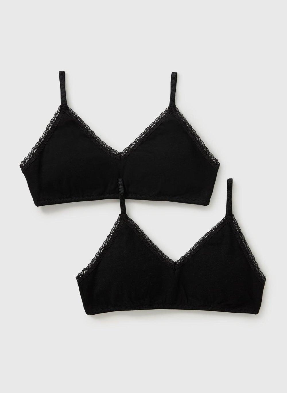 Girls Black Padded Crop Tops 2 Pack Adjustable Fit - Image 1