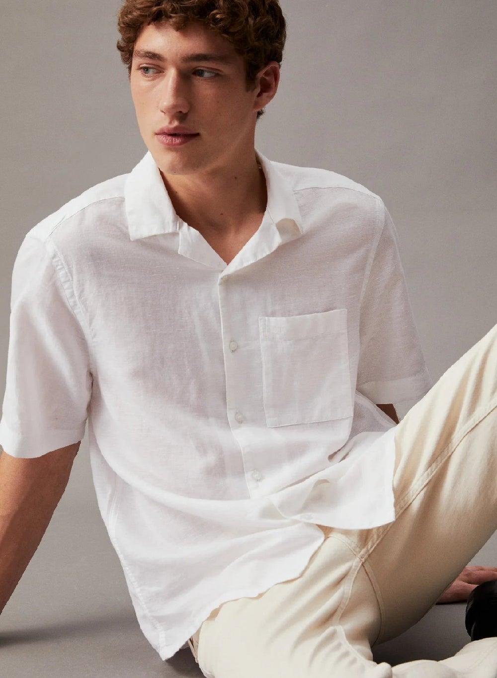 Calvin Klein Linen Cotton Cuban Collar Shirt - Image 1