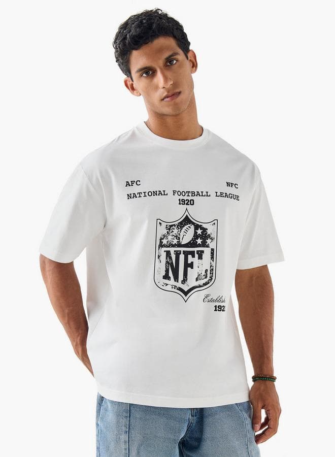 Ivory Relaxed Fit Printed Cotton Blend T-Shirt - Image 1
