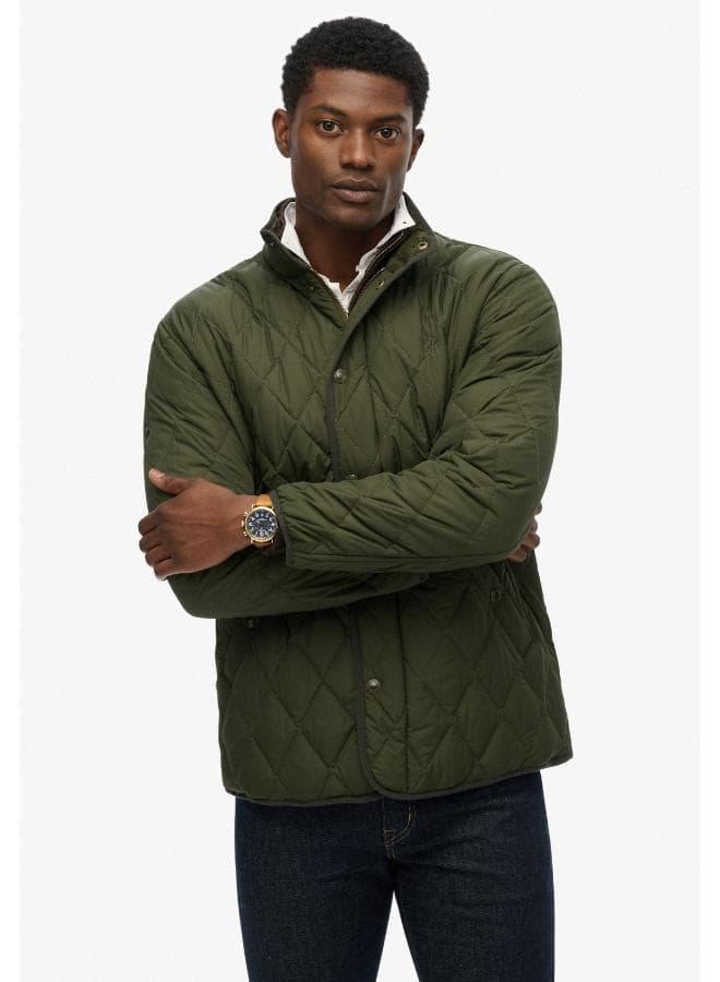 Quilted Estate Slim Fit Jacket Olive Green - Image 1