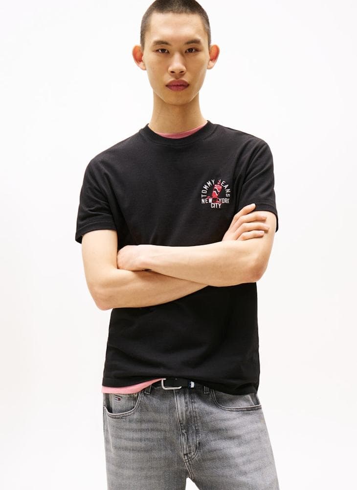 Tommy Jeans Black Regular Fit Cotton T-Shirt DM0DM21586BDS - Image 1