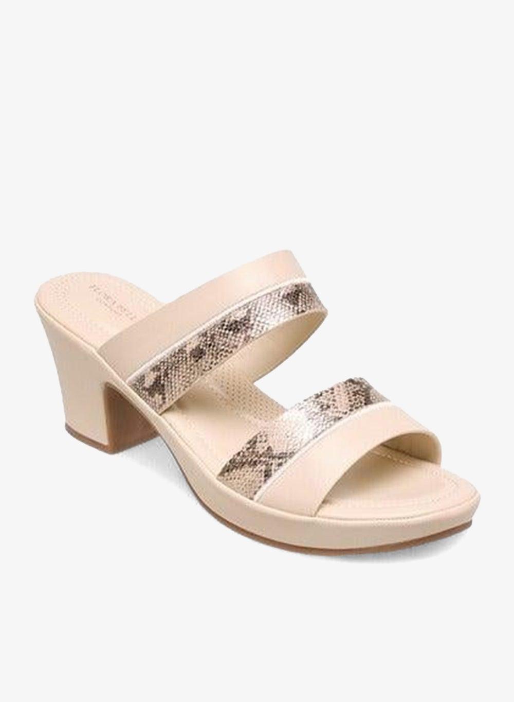 Gold Textured Slip-On Block Heel Sandals 9175 5 - Image 1