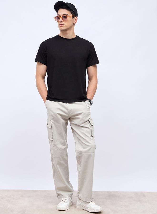 Styli Panel Detail Cotton Twill Oversized Cargo Pants - Image 1