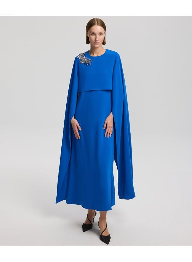 Royal Blue Embellished Relaxed Fit Midi Dress - Image 1