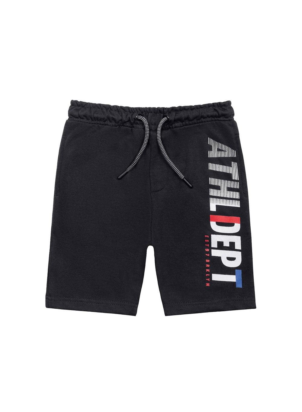 Boys Athletic Print Fleece Shorts Grey Classic Fit - Image 1