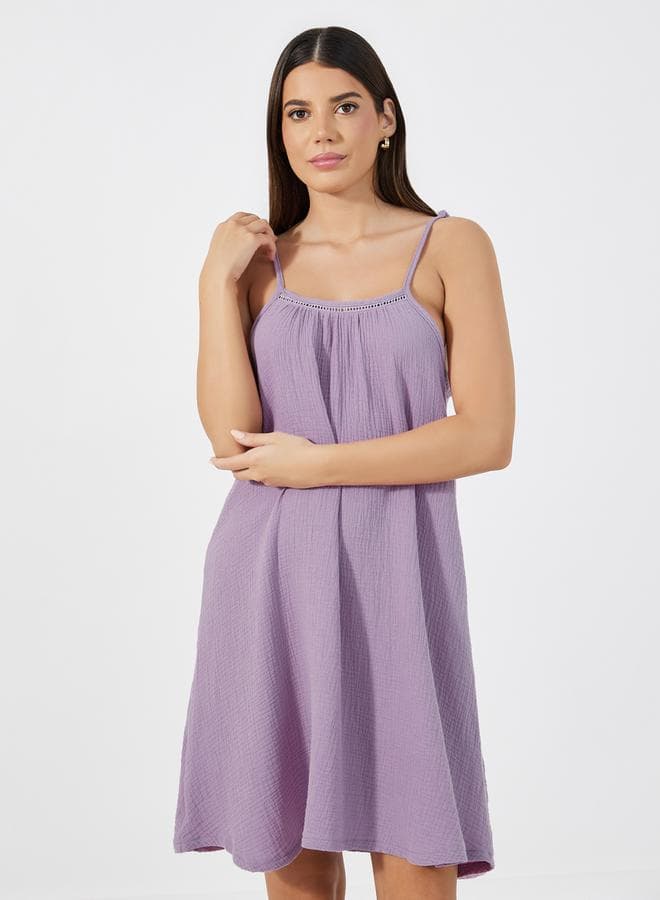 Cotton Gauze Lace Ladder Slip Dress 7007191129 - Image 1