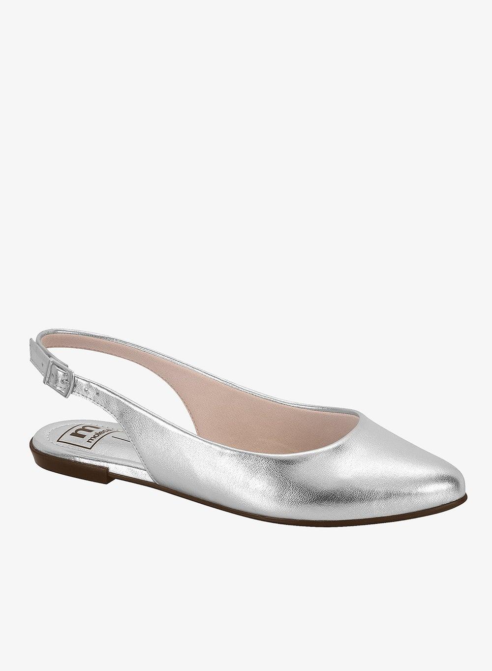 Classic Silver Slingback Pumps Low Heel Brazil - Image 1