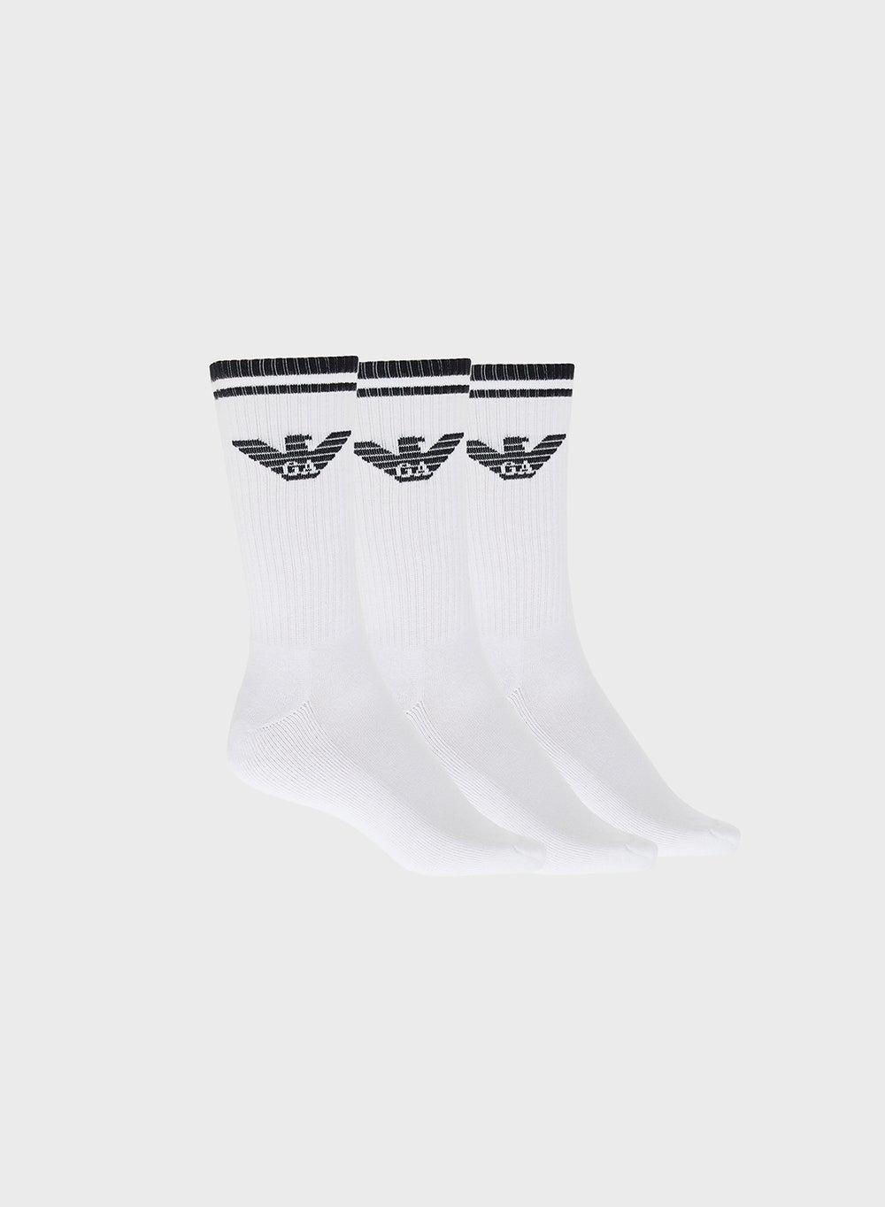 3 Pack Logo Crew Socks Premium Cotton White - Image 1