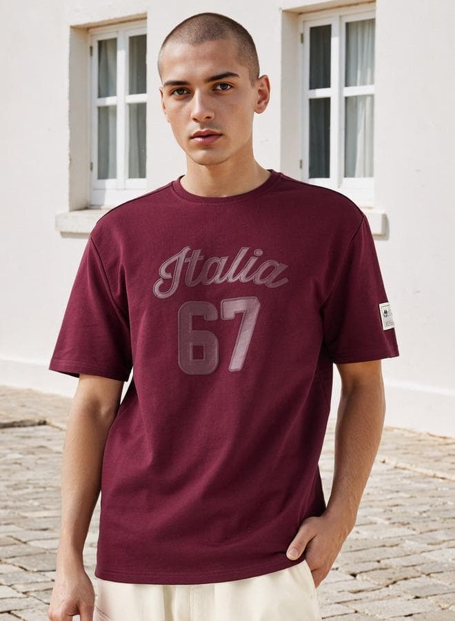 Kappa Red Embroidered Cotton Blend T-Shirt - Image 1