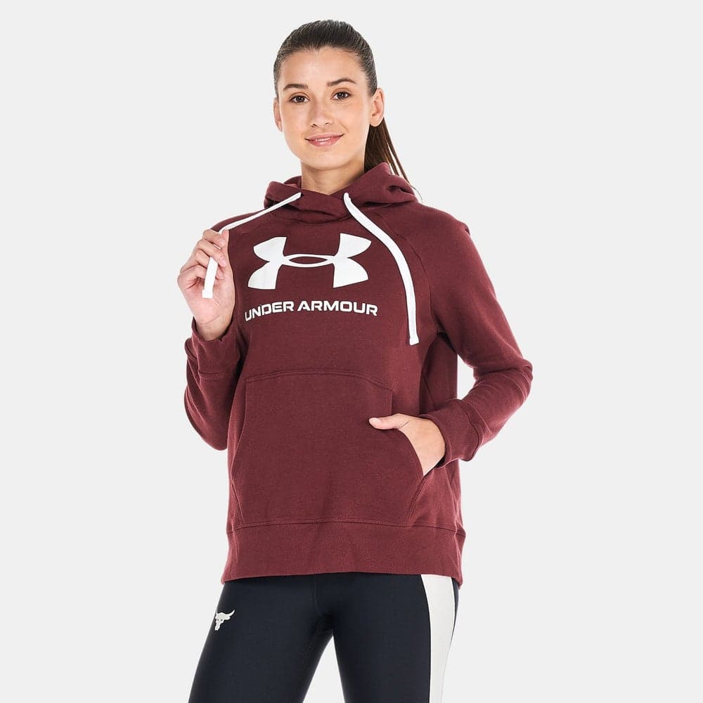 UA Rival Fleece Logo Hoodie Red Women - Image 1