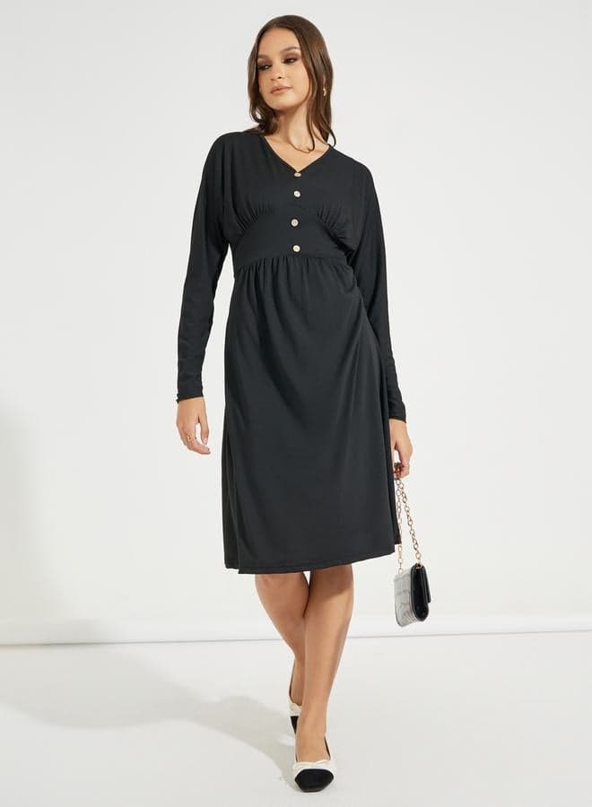 Black Empire Waist Midi Dress 7009515801 - Image 1