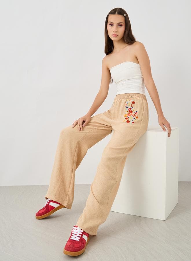 Take Two Embroidered Wide Leg High-Rise Pants - Image 1