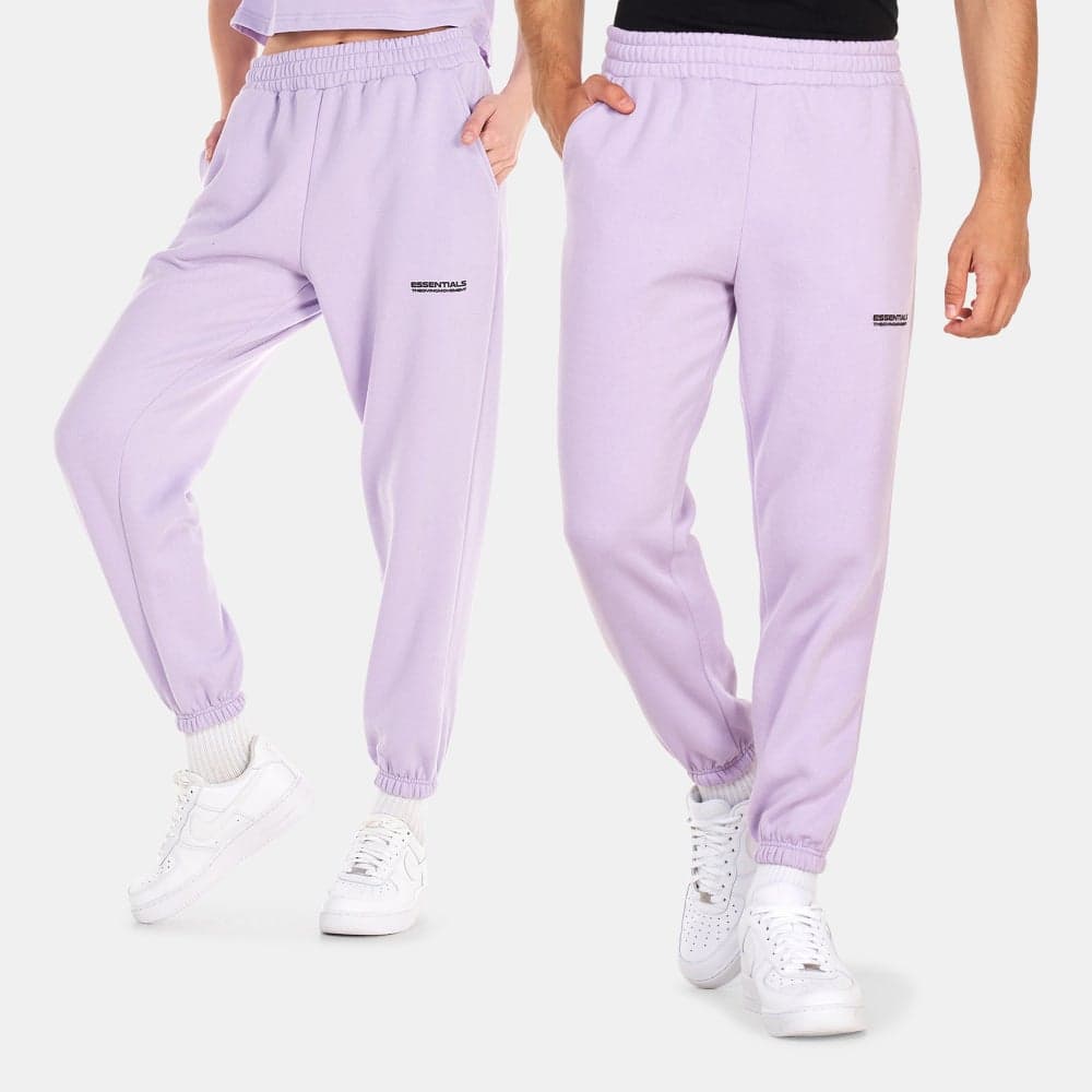 Printed Organic Fleece Joggers in Light Purple - Image 1