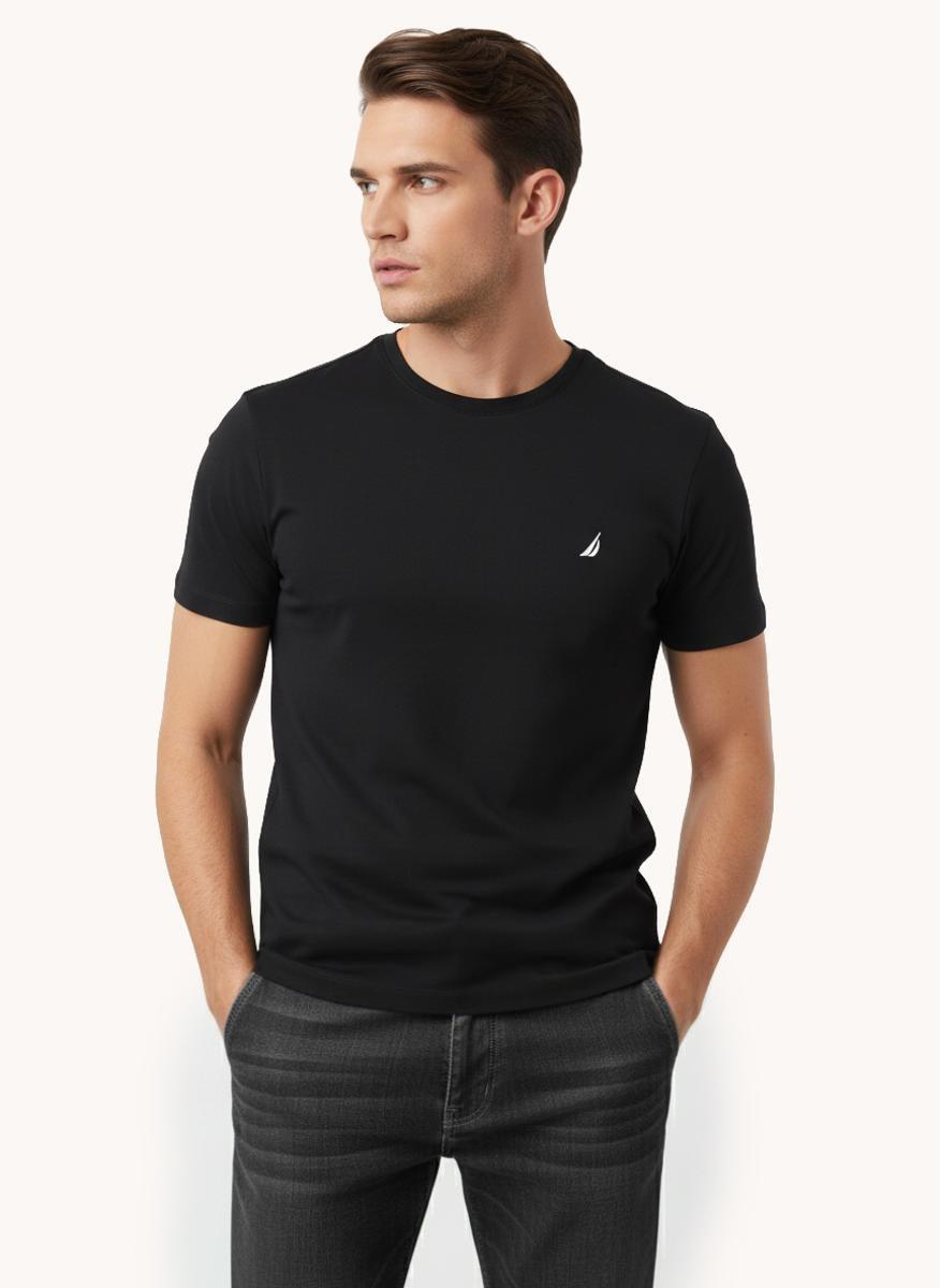 Men’s Black Crew Neck T-Shirt Classic Fit - Image 1