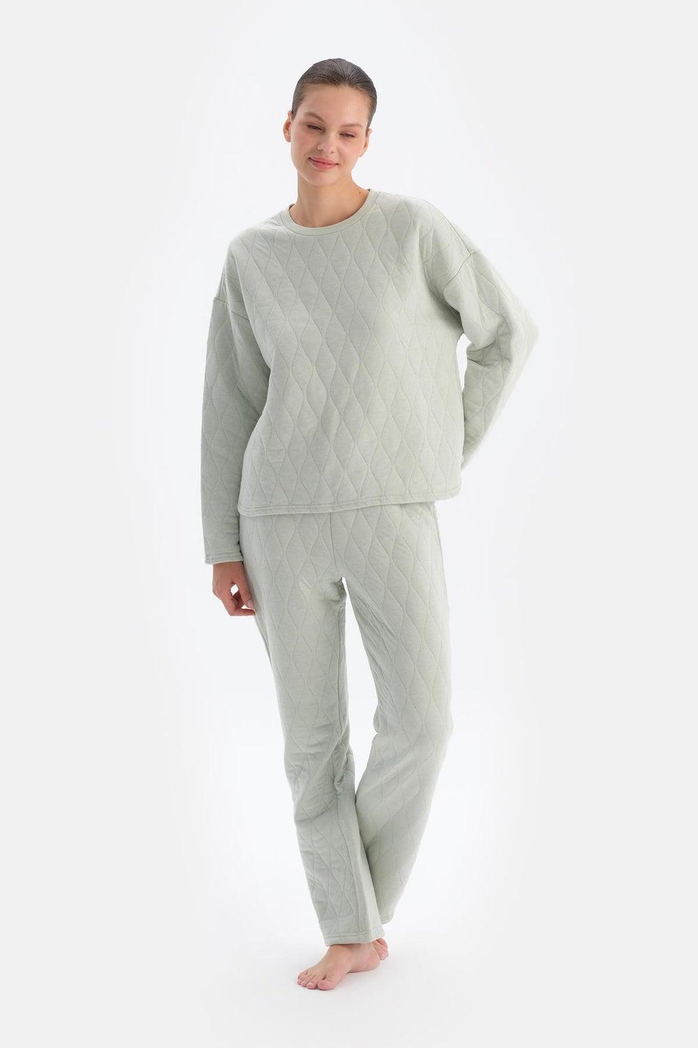 Dagi Light Grey Mid Rise Sleepwear Trousers 24Aw49094Bb - Image 1