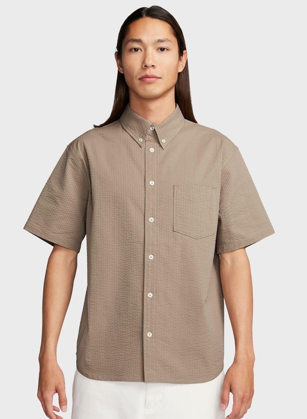 Seersucker Button Down Shirt Fn3222 247 Khaki - Image 1