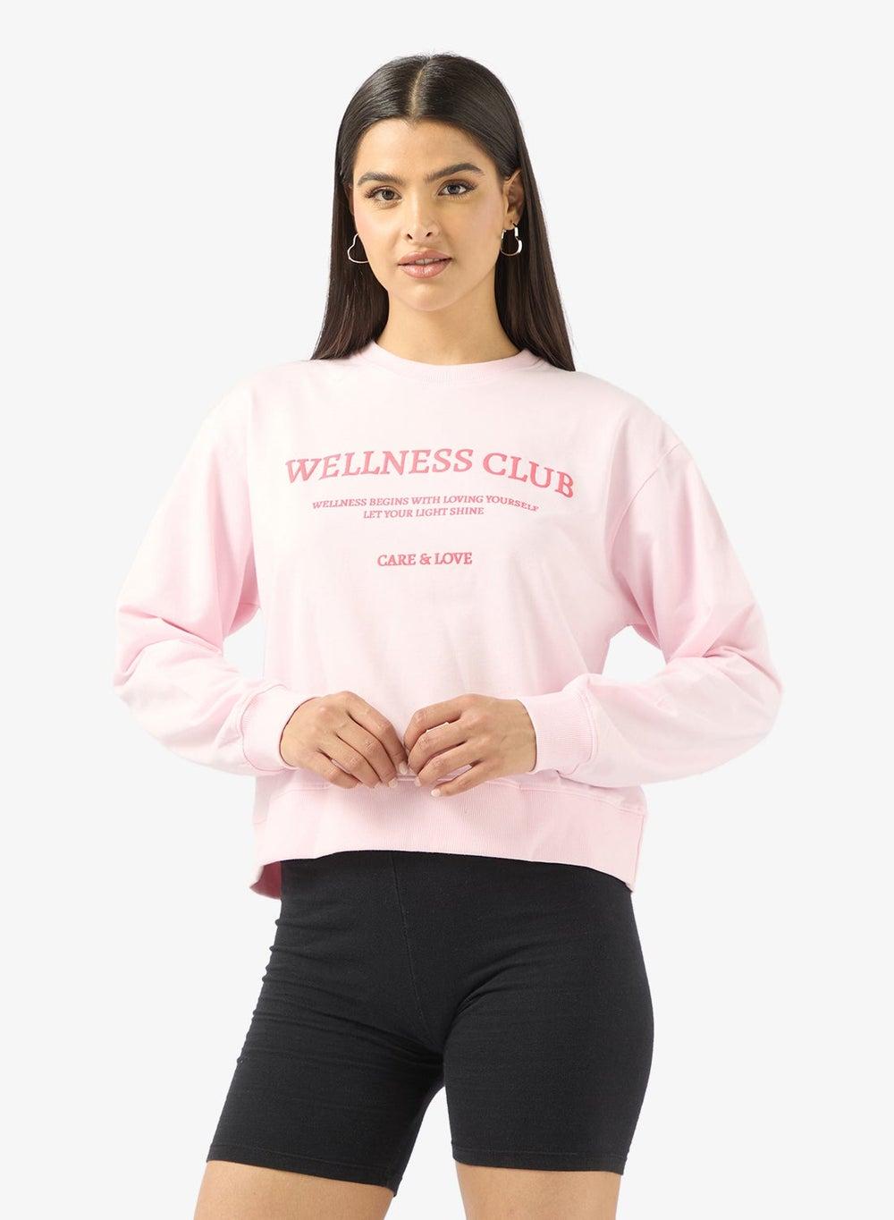 Pink Crew Neck Oversized Wellness Sweatshirt Nmts12 - Image 1
