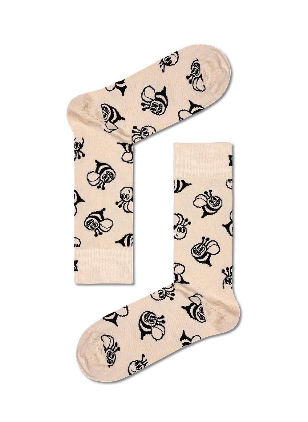Bee Sock Multicolour Cotton Christmas Print - Image 1