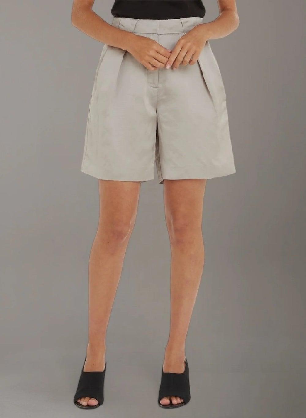 Calvin Klein Relaxed Viscose Linen Shorts Sand Pebble - Image 1