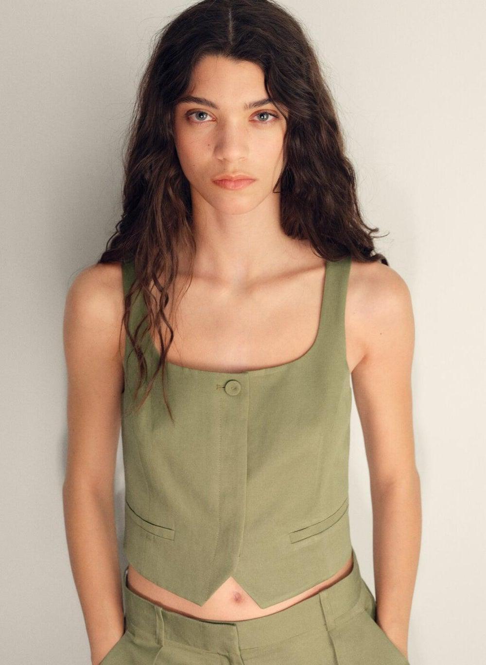 MANGO Linen-Blend Slim Fit Waistcoat 17961153 - Image 1