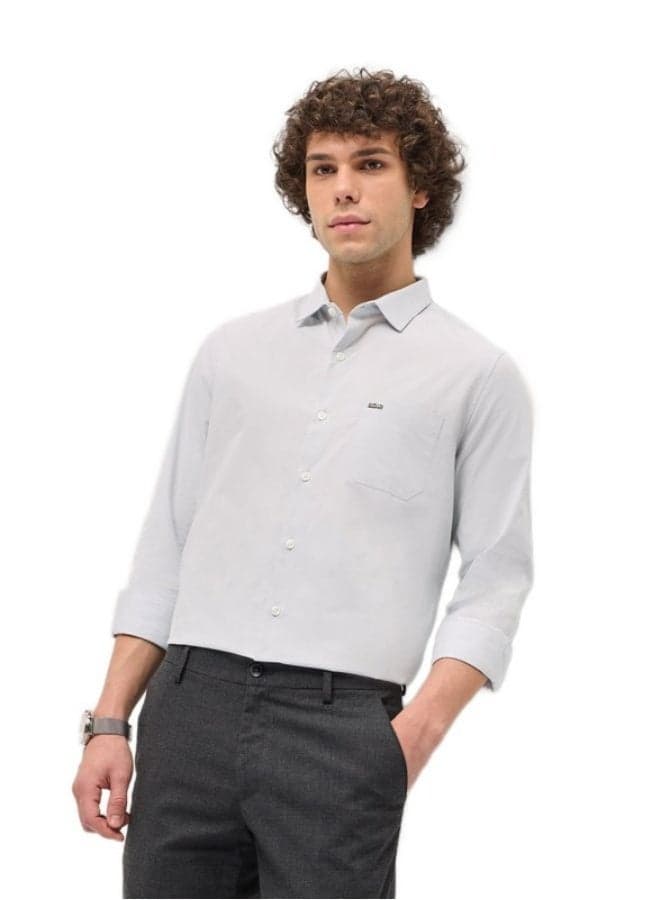 Men’s Grey Cotton Button-Down Shirt – Smart Casual Classic - Image 1