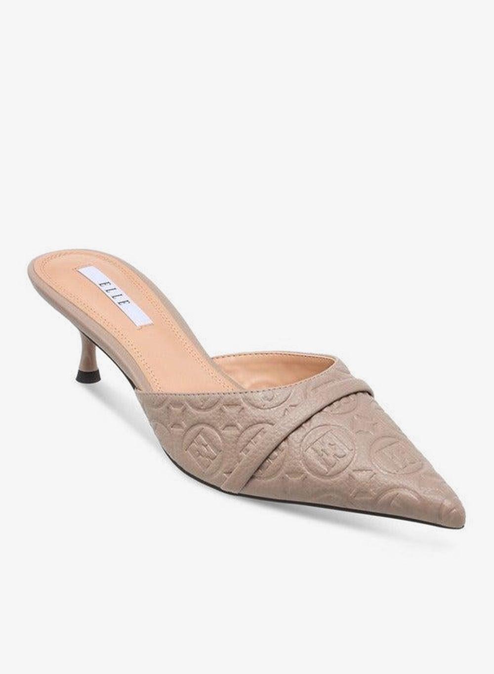 Grey Monogram Mules J10157 006 with Kitten Heel - Image 1
