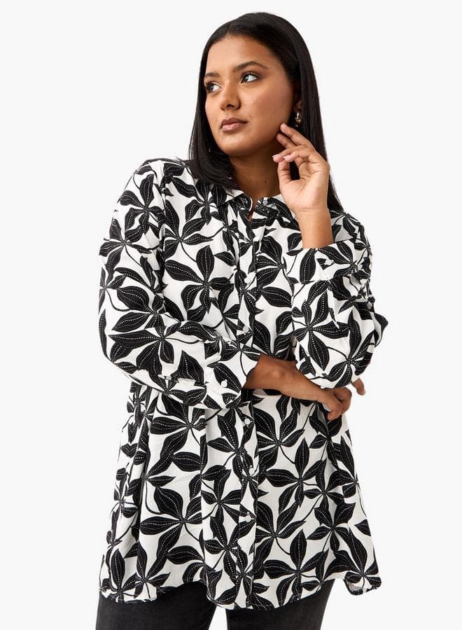 Ulla Popken Plus Size Floral Print Viscose Shirt - Image 1