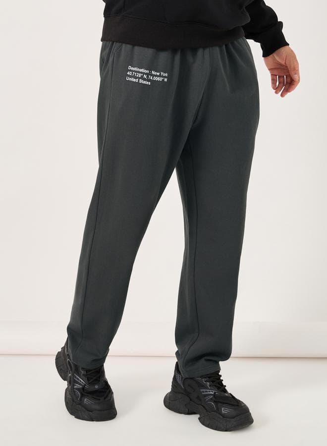 Styli 7010188107 Charcoal Oversized Slogan Joggers - Image 1