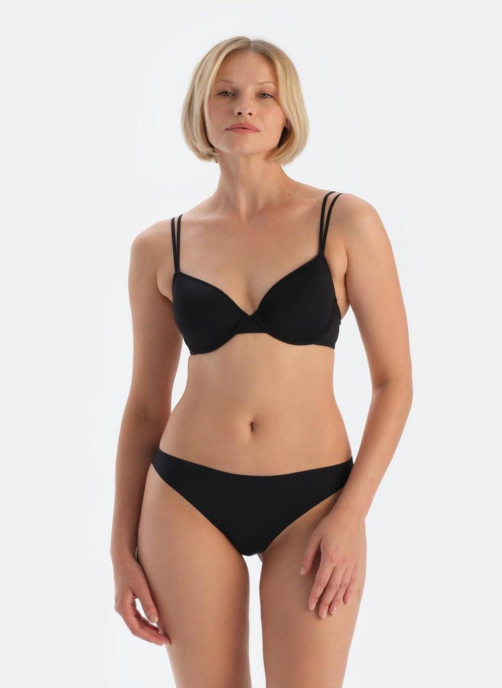 Black Polyamide Mid Rise Thong B0179225 Sy - Image 1